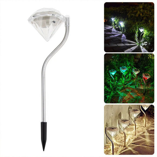 Dekorativ diamantformad solcellsmarklampa för trädgårdsgångar