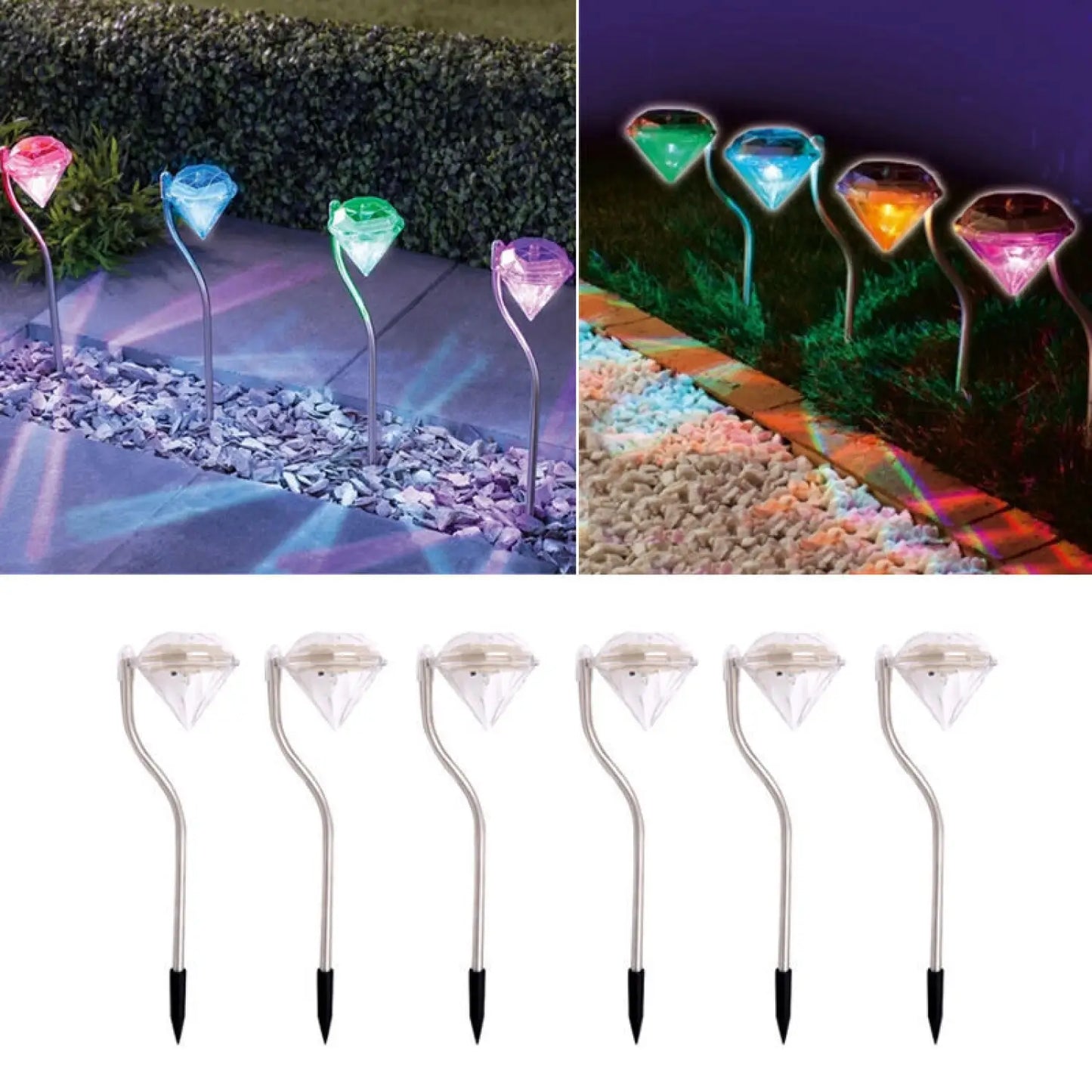 Dekorativ diamantformad solcellsmarklampa för trädgårdsgångar