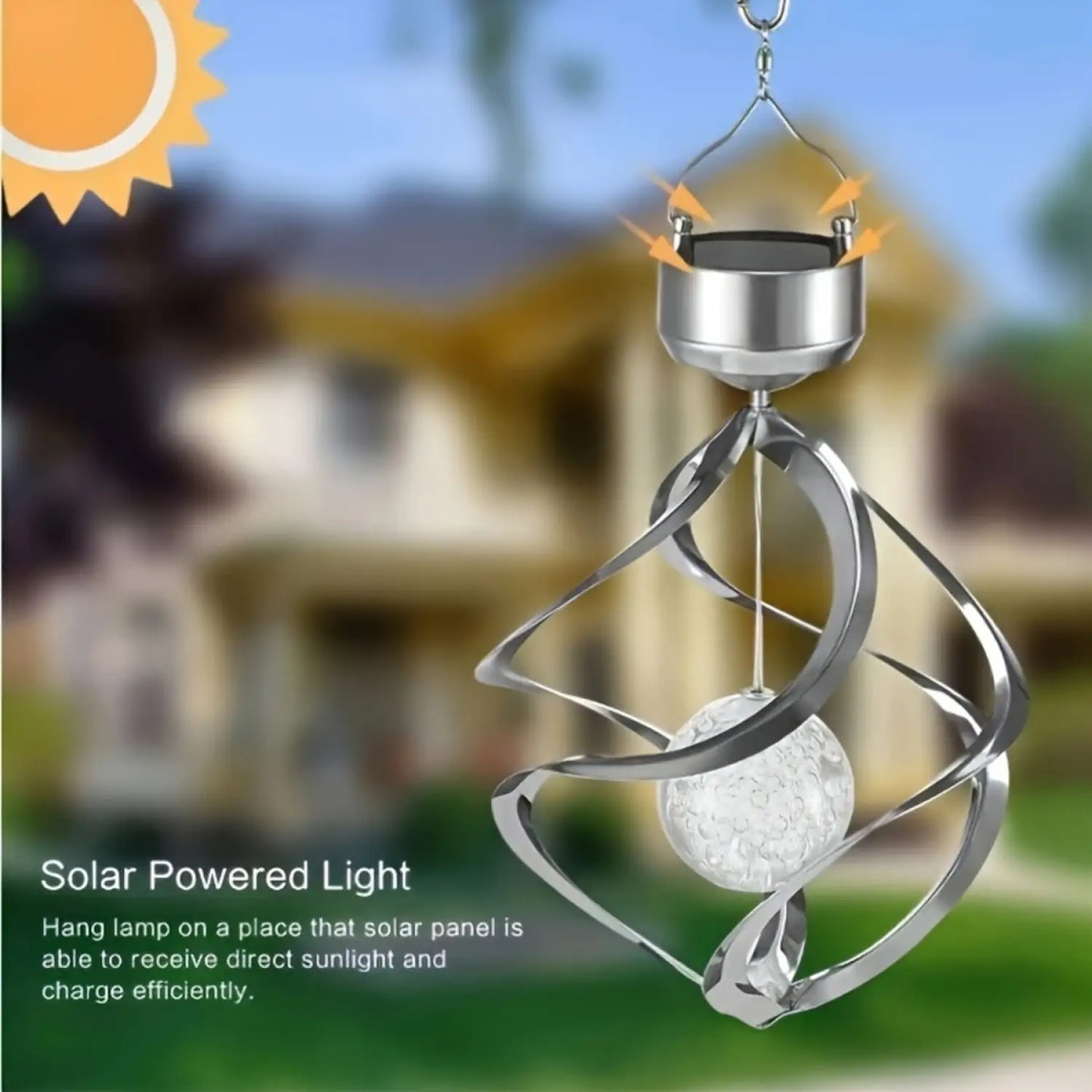 Decorative Solar Hanging Light with Spinner & Color-Changing LEDs