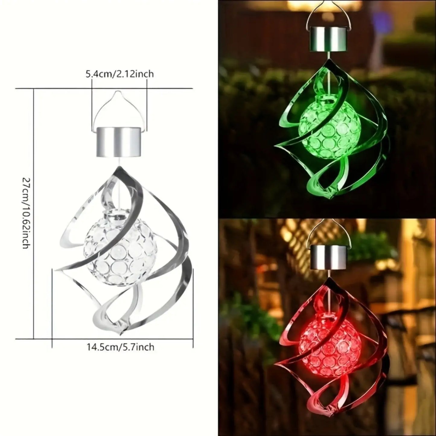 Decorative Solar Hanging Light with Spinner & Color-Changing LEDs
