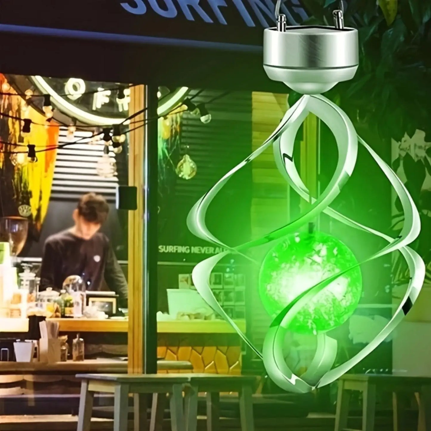Decorative Solar Hanging Light with Spinner & Color-Changing LEDs