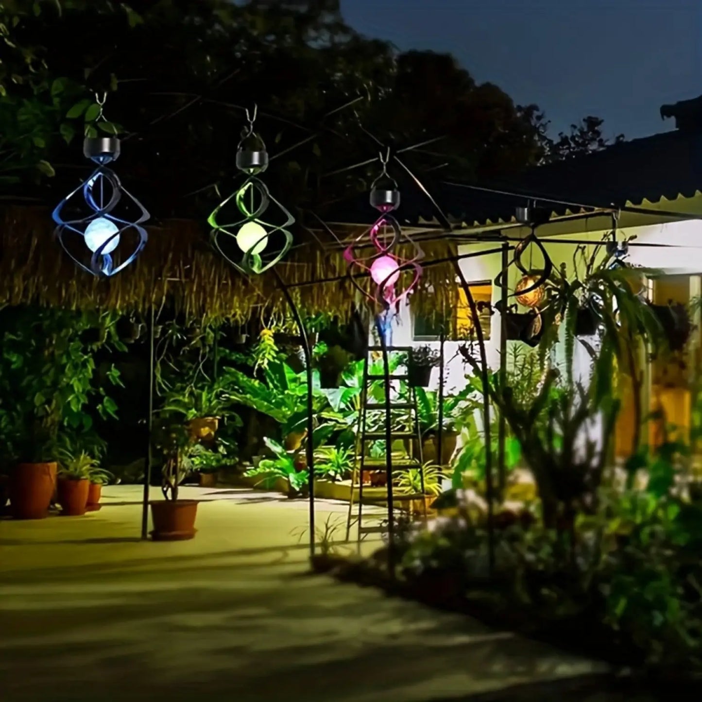 Decorative Solar Hanging Light with Spinner & Color-Changing LEDs