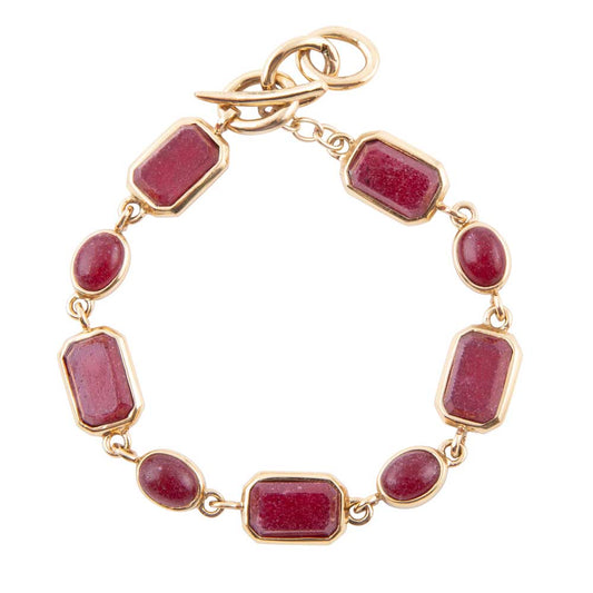 Bracciale delicato in onice rosso e chiusura dorata