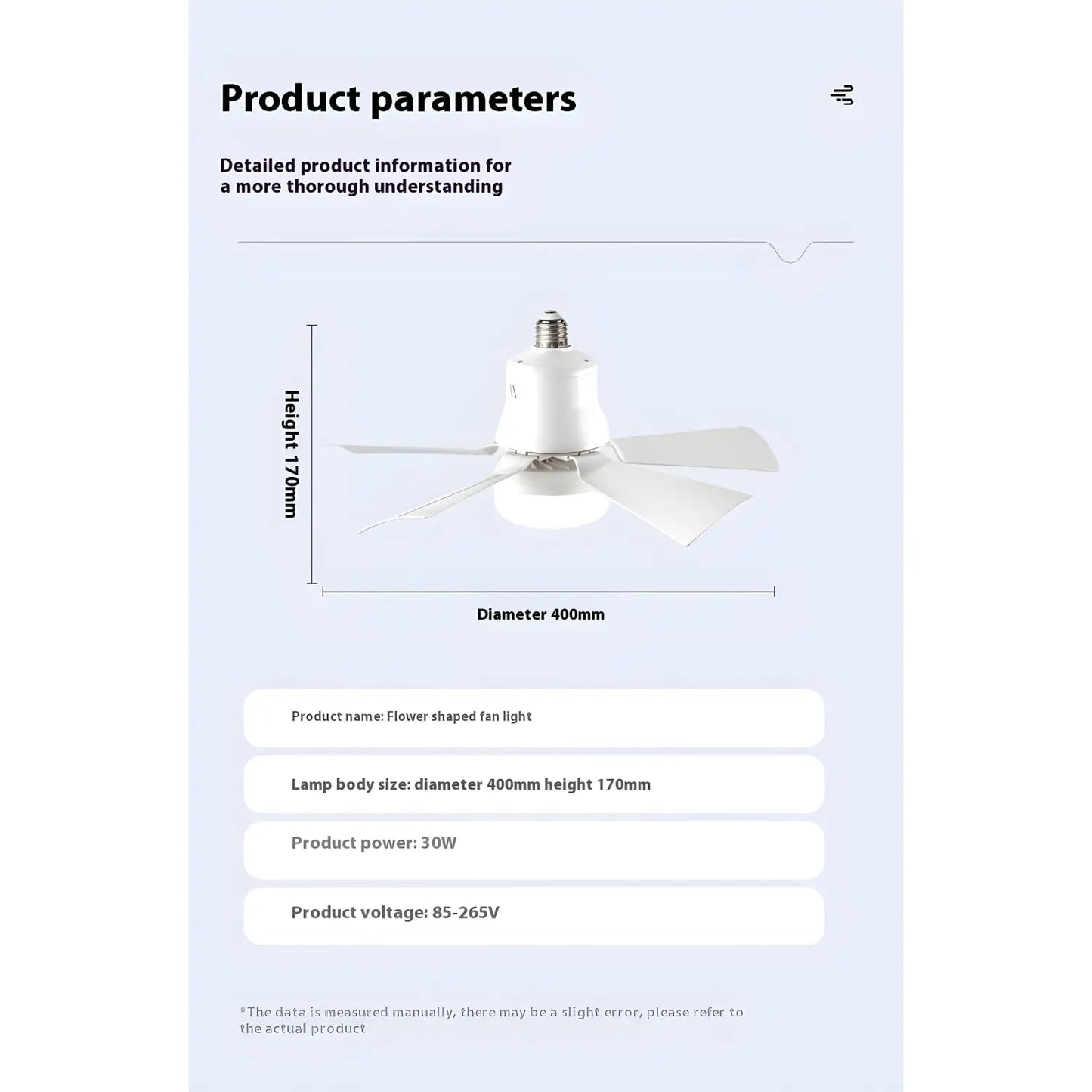 Ventilatore da soffitto con luce dimmerabile e telecomando per casa e dormitorio