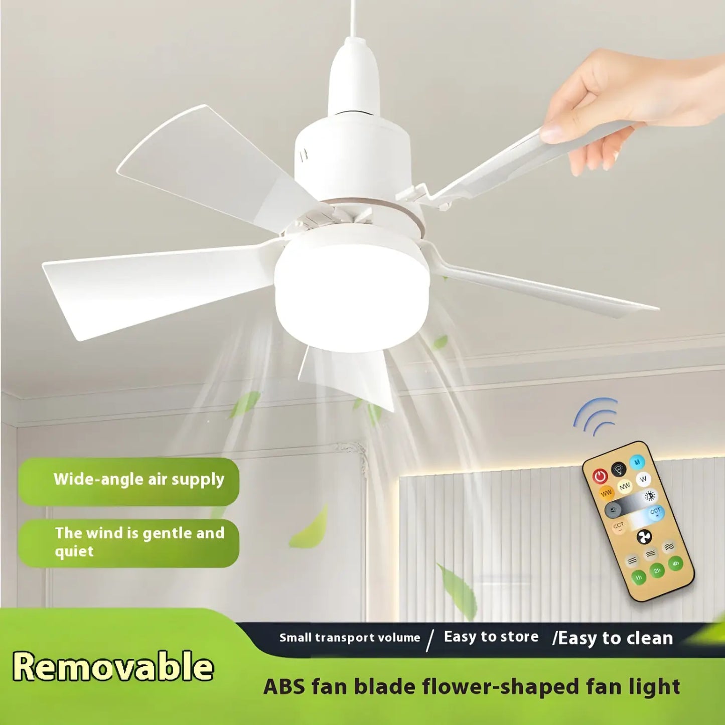 Ventilatore da soffitto con luce dimmerabile e telecomando per casa e dormitorio