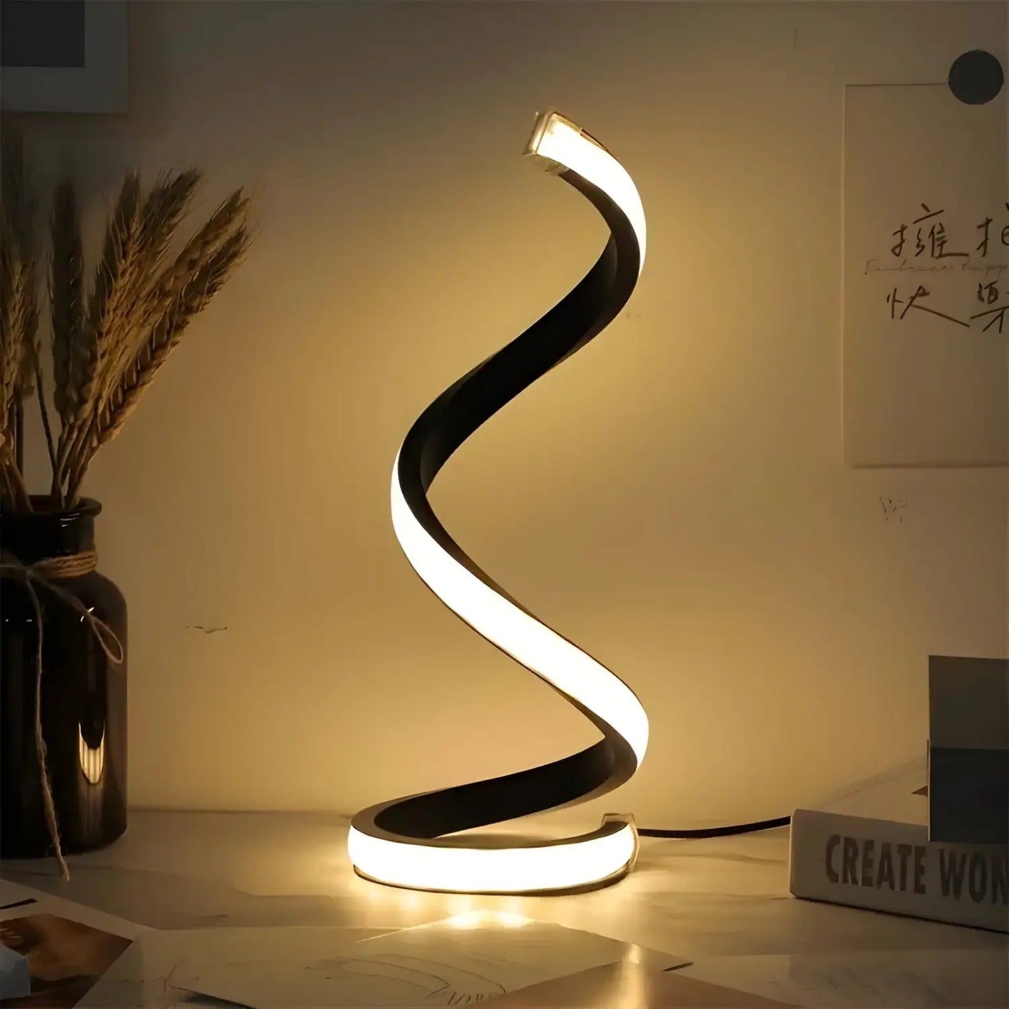Dimbara bordslampa LED – Spiral nattlampa för sovrum