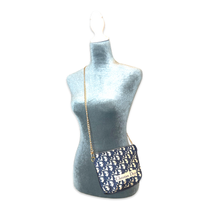Trotter Blue Vintage Silk Scarf Crossbody Bag