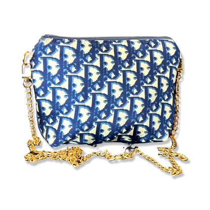Trotter Blue Vintage Silk Scarf Crossbody Bag