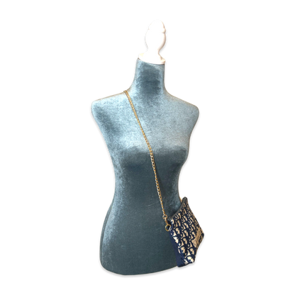 Trotter Blue Vintage Silk Scarf Crossbody Bag