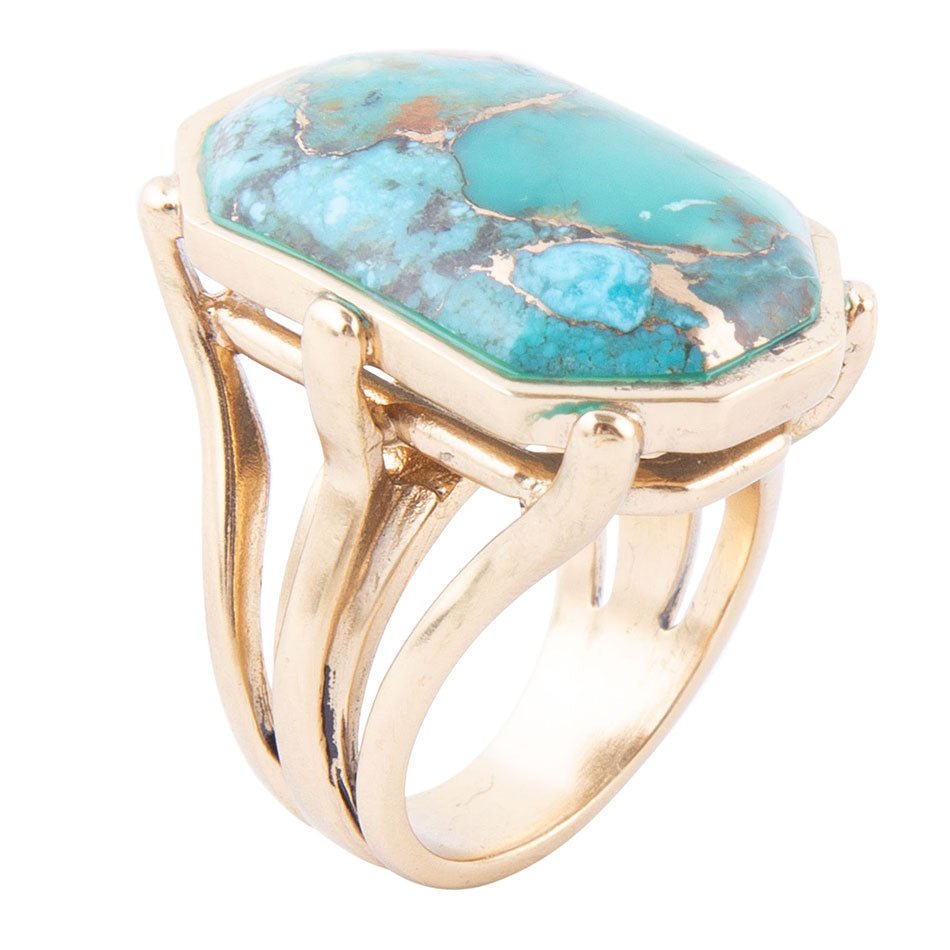 Dolce Anello con Matrice Turchese Blu Turchese e Dorato