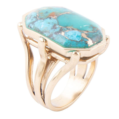 Dolce Anello con Matrice Turchese Blu Turchese e Dorato
