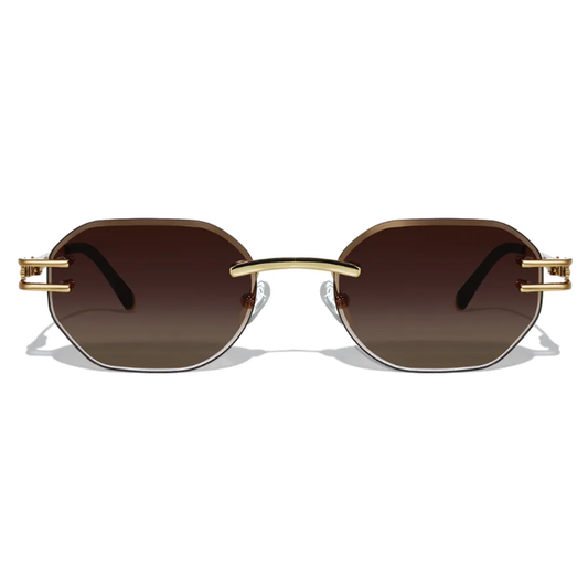 Lunettes de soleil sans monture en métal doré