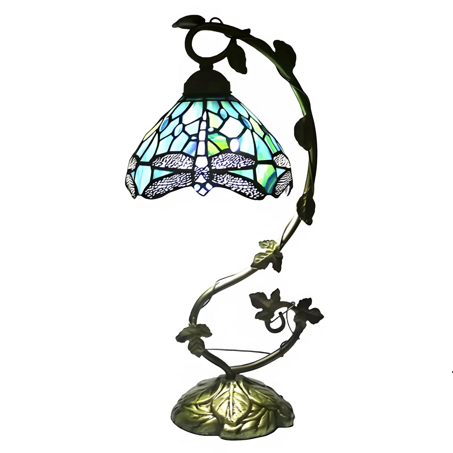 Metallblad Glas Tiffany-lampa Trollslända