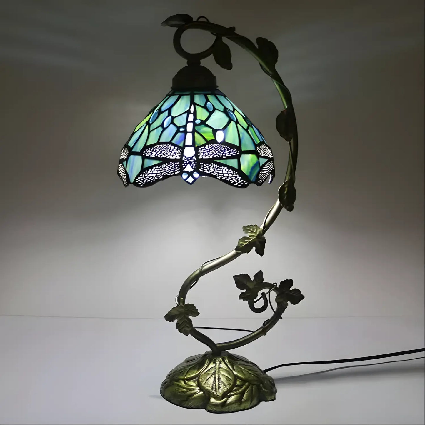 Metallblad Glas Tiffany-lampa Trollslända
