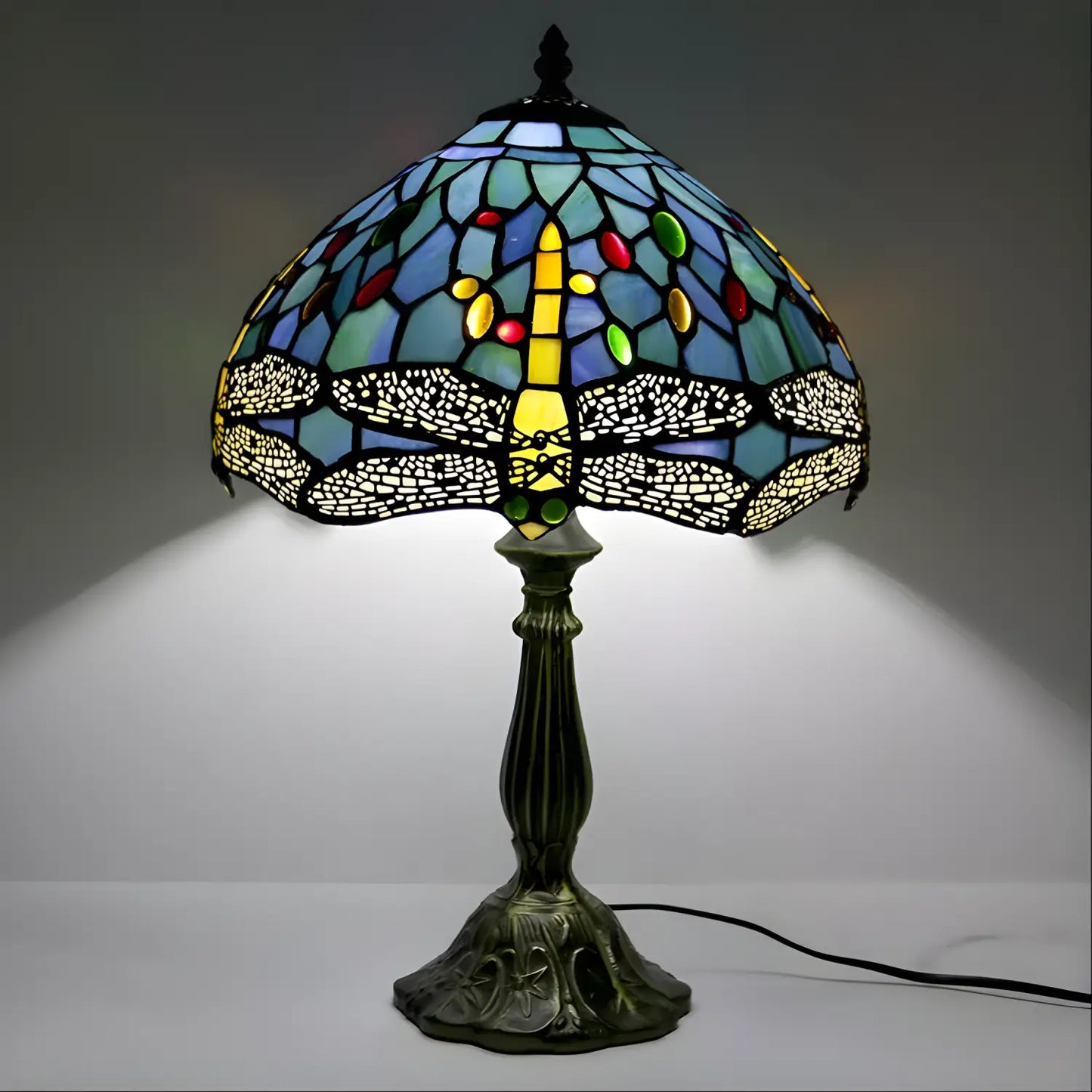 Trollslända Tiffany-lampa Glas Bordslampa Design