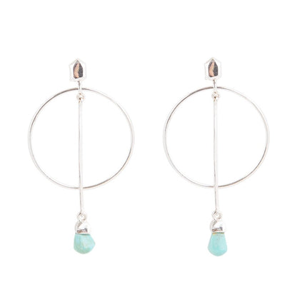 Orecchini a goccia in argento sterling e turchese blu "Drop a Line"