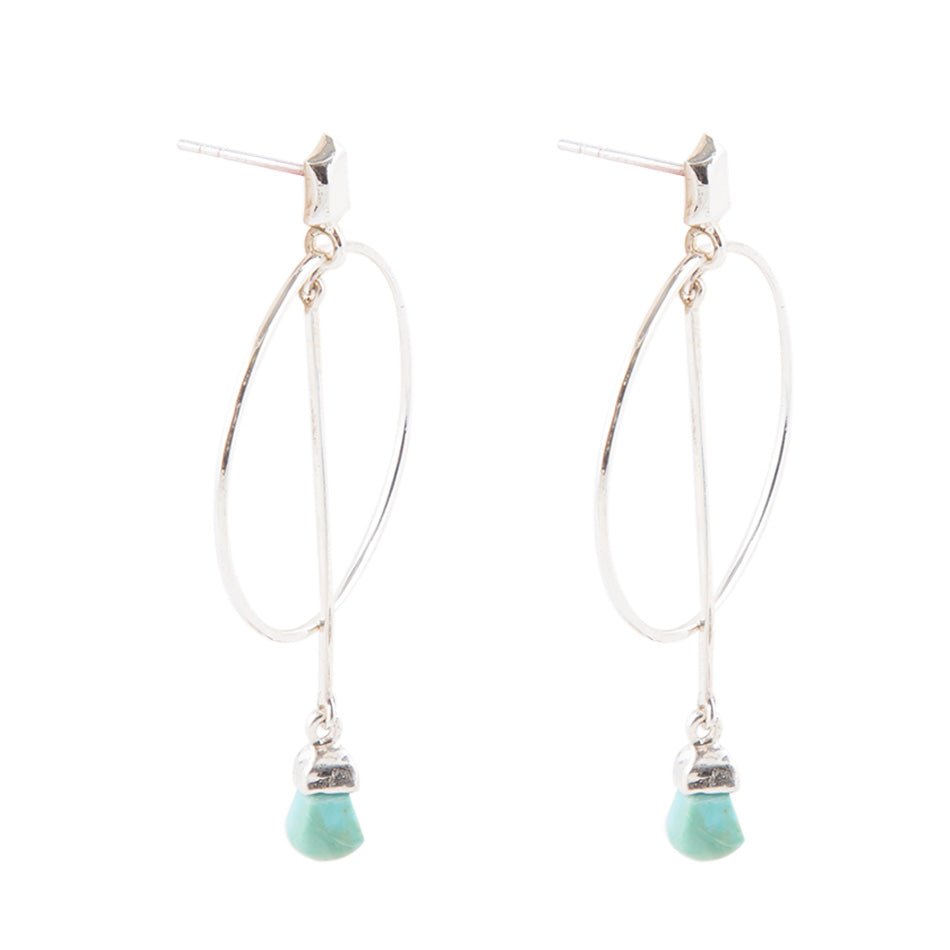 Orecchini a goccia in argento sterling e turchese blu "Drop a Line"