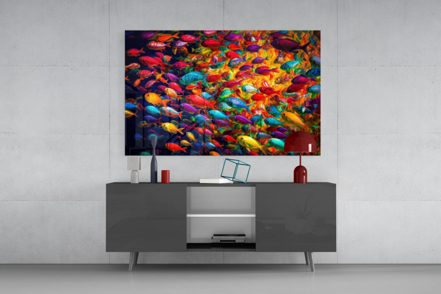 Arte de Pared de Cristal Fish World || Colección de Diseñador