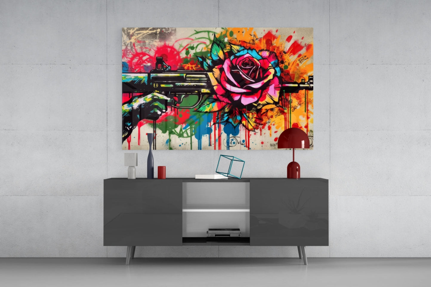 Rose Bullet Glass Wall Art || Designer Collection