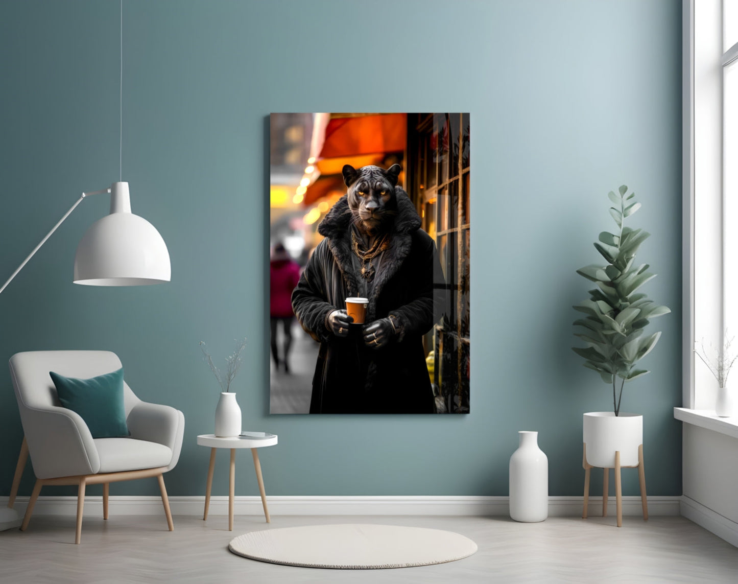 Java the Leopard Glass Wall Art || Designer's Collection