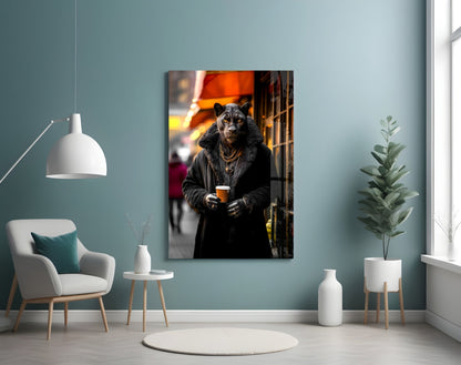 Java the Leopard Glass Wall Art || Designer's Collection