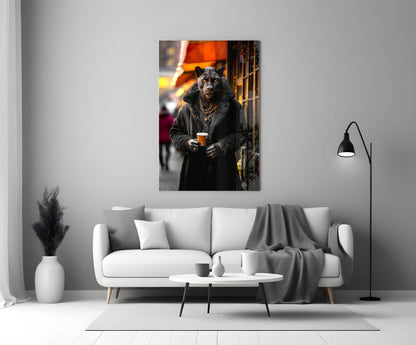 Java the Leopard Glass Wall Art || Designer's Collection