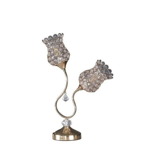 Bordslampa med dubbla blomdesign för läsning och hemmastil