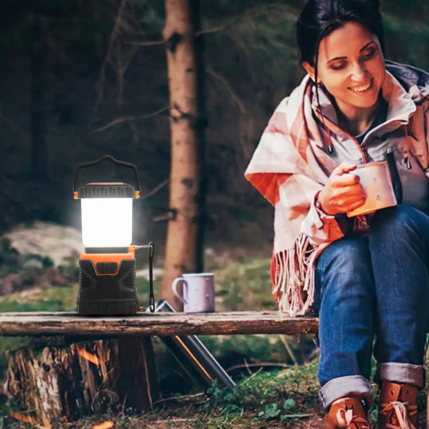 Lampada LED resistente e portatile con manico per luci da campeggio all'aperto