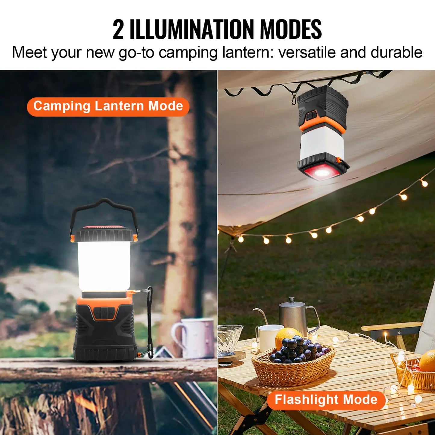 Lampada LED resistente e portatile con manico per luci da campeggio all'aperto
