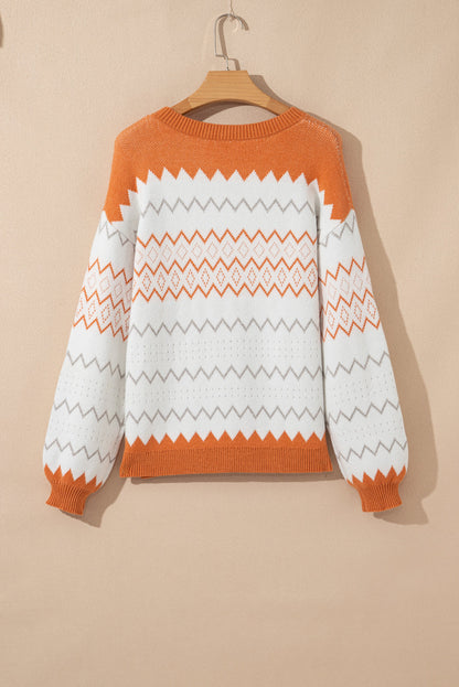 Daphne Zickzack Gestrickter Pullover Sweater