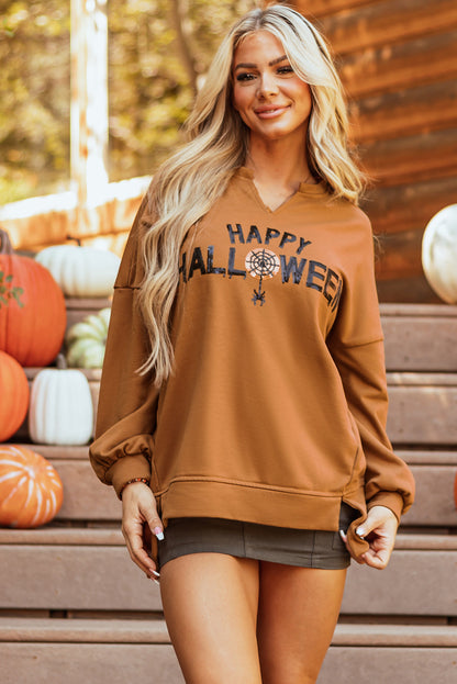 Bluzka z długim rękawem z cekinami Happy Halloween
