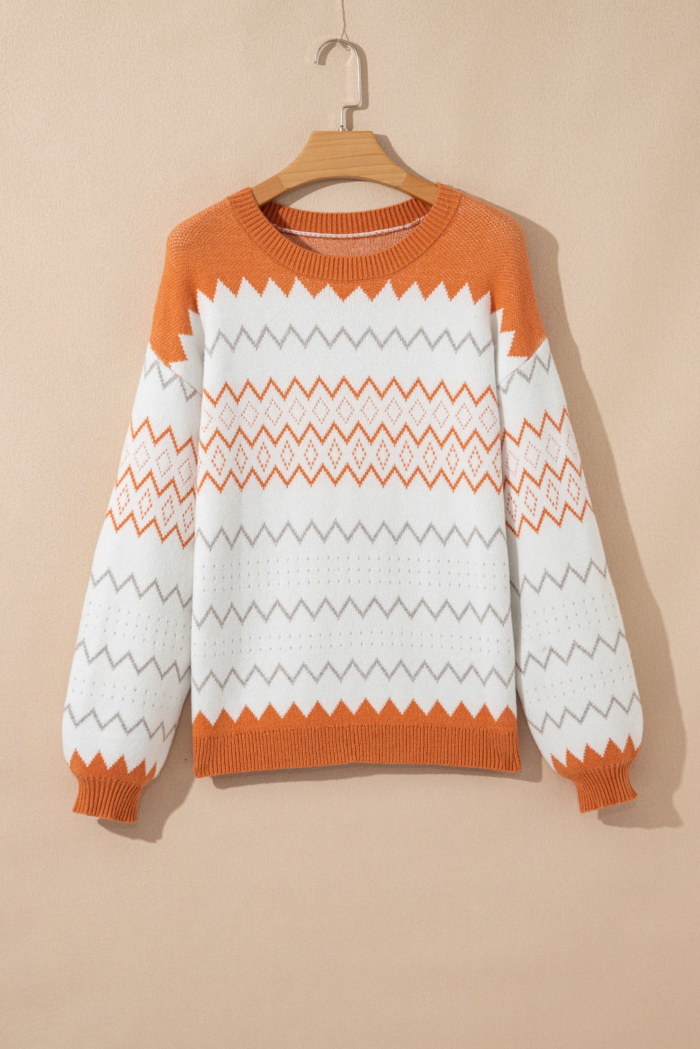 Daphne Zickzack Gestrickter Pullover Sweater