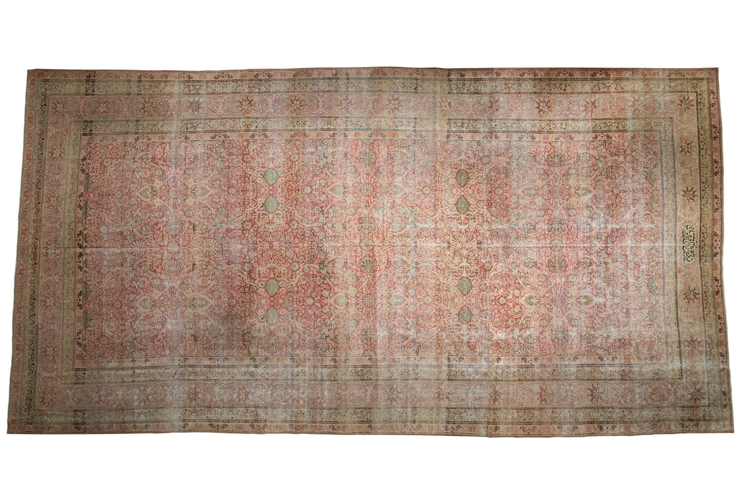 9.5x18.5 Antique Distressed Kermanshah Carpet