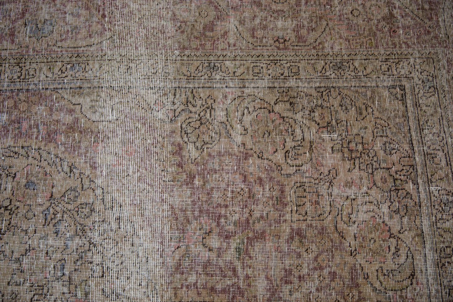 10x12.5 Vintage Distressed Tabriz Carpet