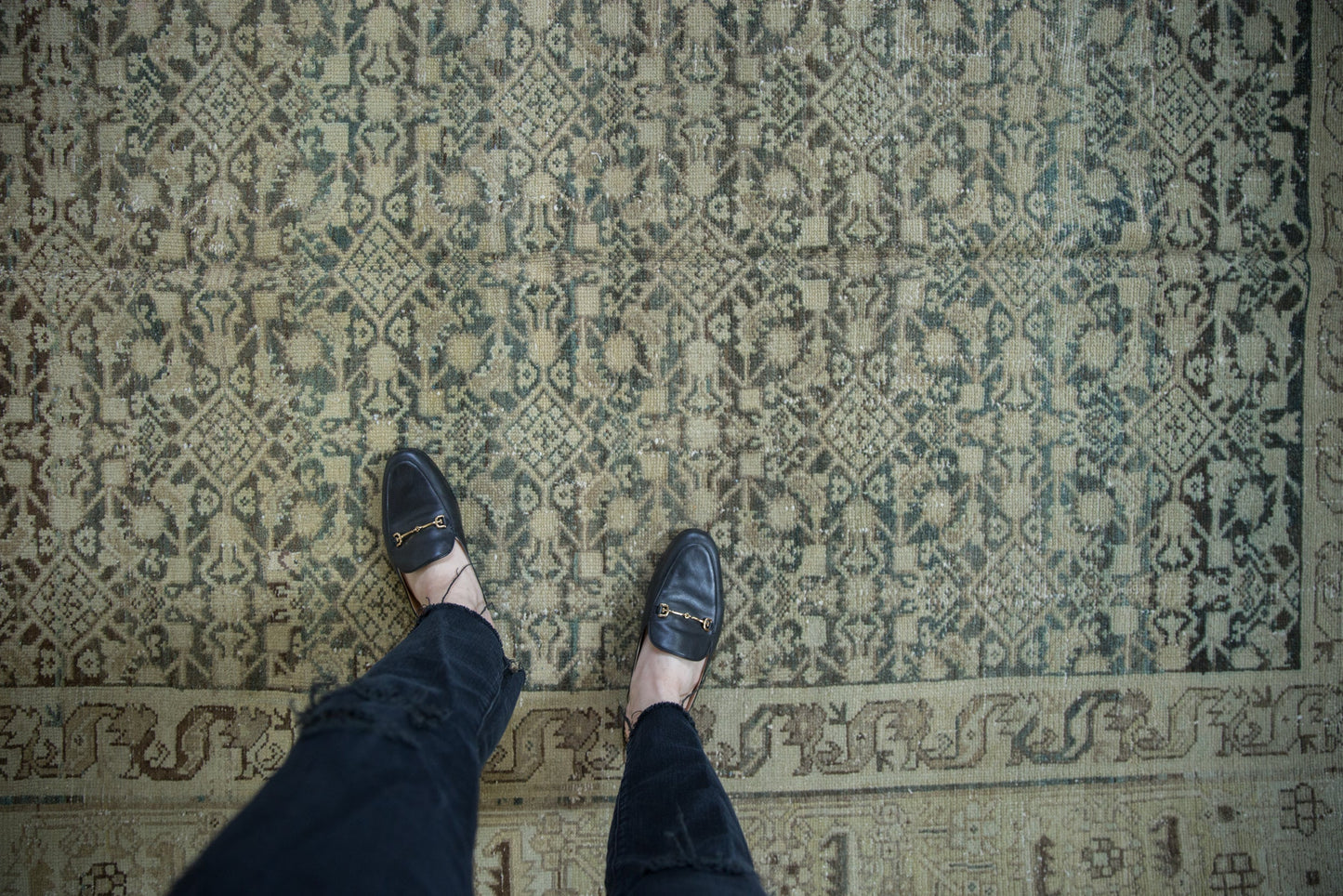 6.5x9.5 Vintage Distressed Hamadan Carpet