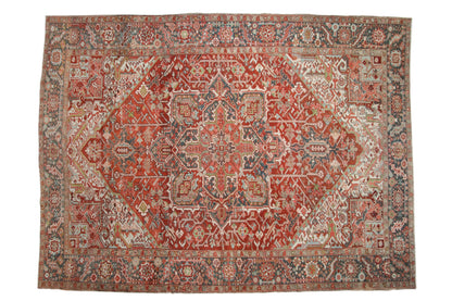 8x10.5 Vintage Distressed Heriz Carpet