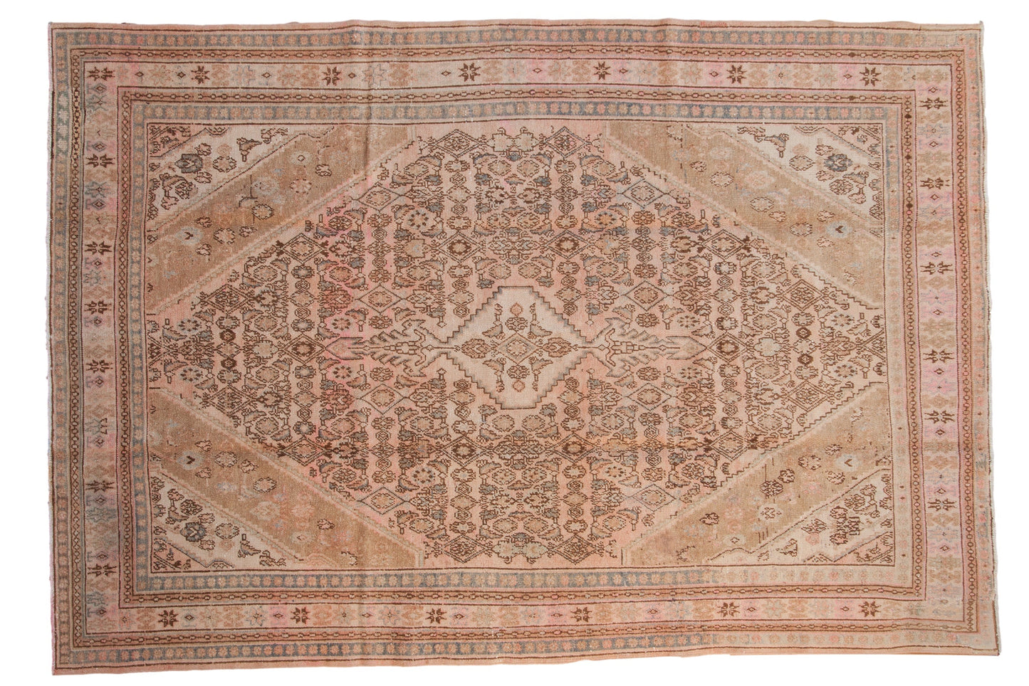 7x10 Vintage Distressed Overdyed Bibikabad Carpet