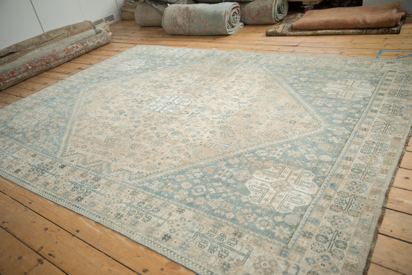 7x10 Vintage Distressed Qashqai Carpet