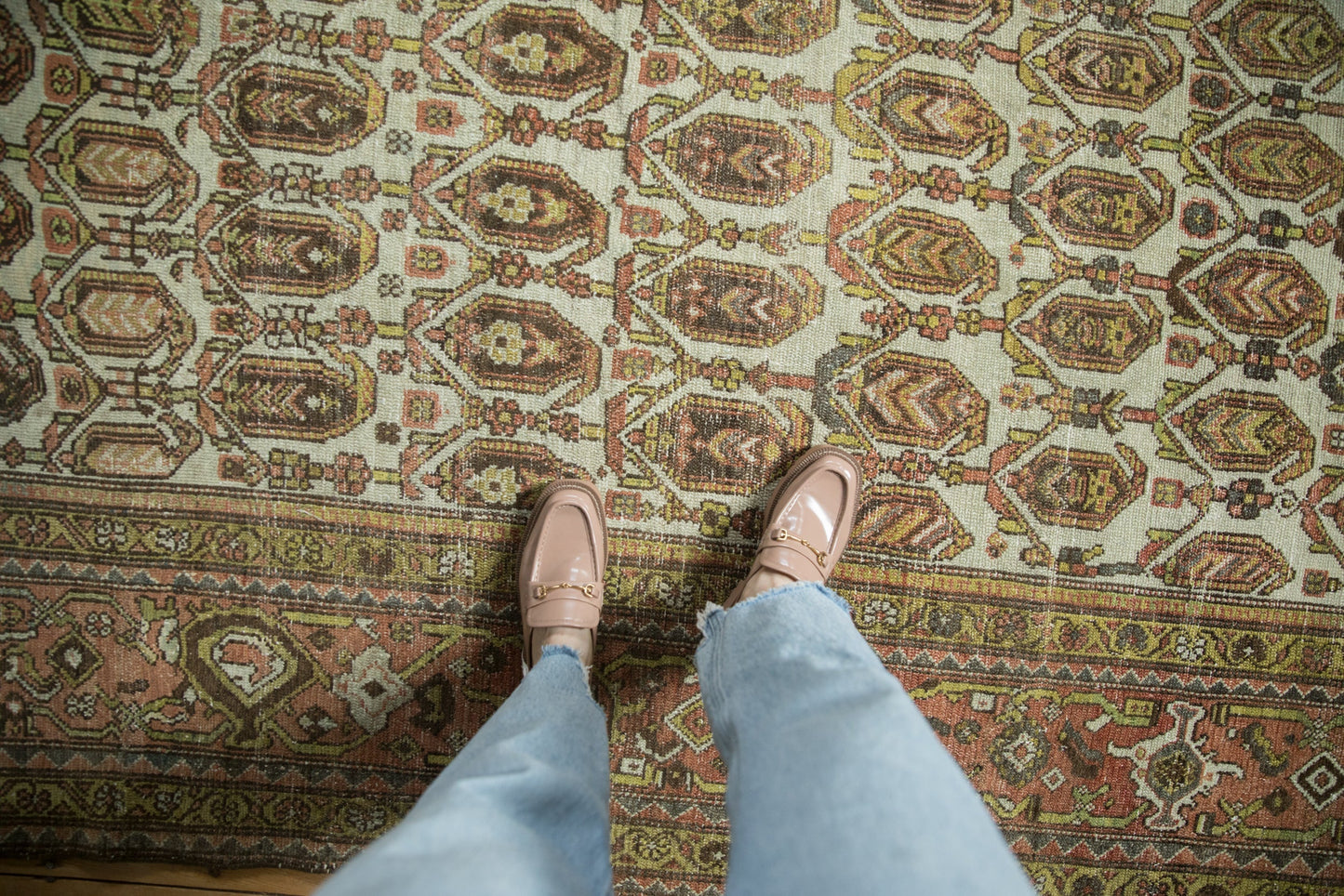 10x15.5 Vintage Distressed Hamadan Carpet