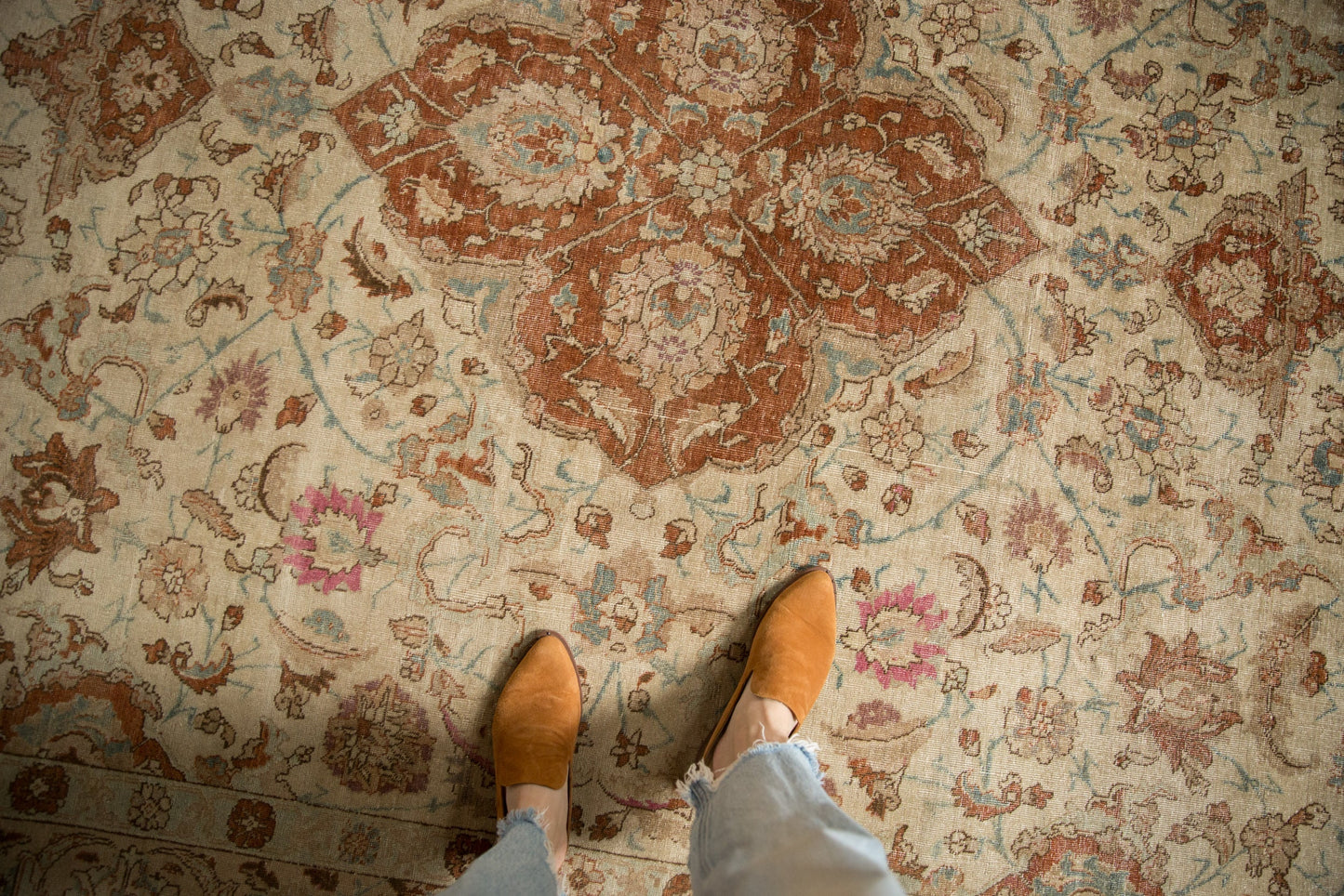 7x11 Vintage Distressed Tabriz Carpet