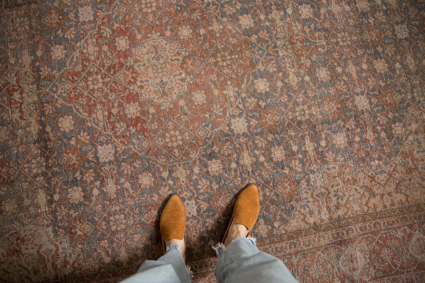 7x10.5 Vintage Distressed Tabriz Carpet