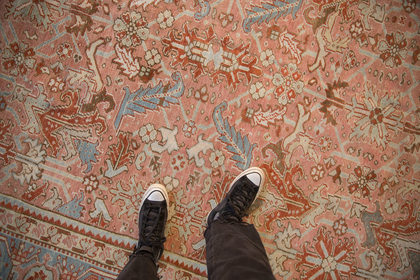 8x11 Vintage Distressed Heriz Carpet