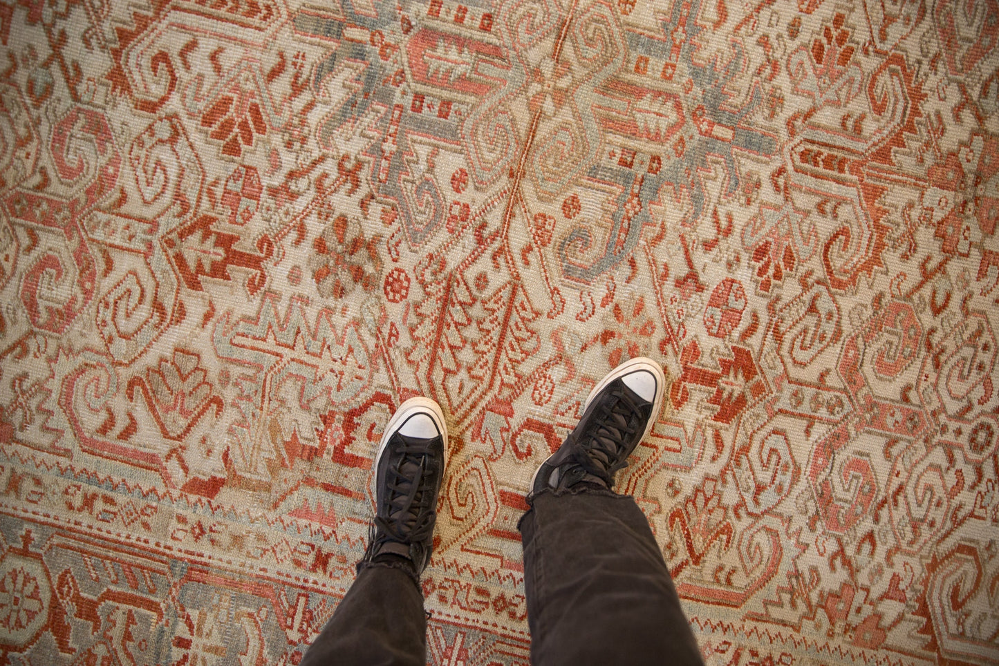 8x9.5 Vintage Distressed Heriz Carpet