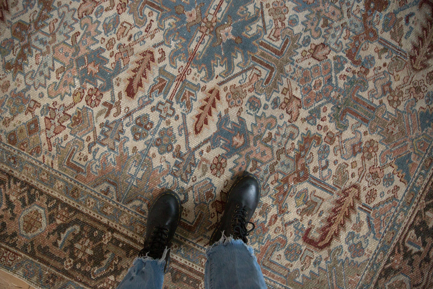 6.5x7.5 Vintage Distressed Heriz Carpet