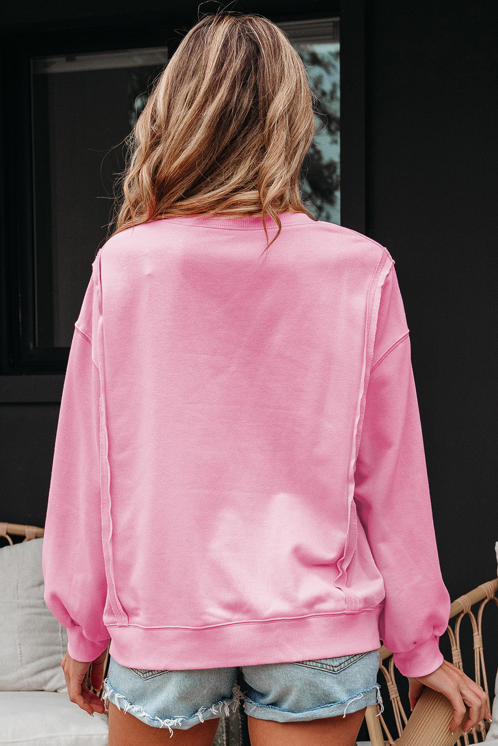 Brianna Spitzen-Schleife besticktes Sweatshirt mit sichtbarer Naht