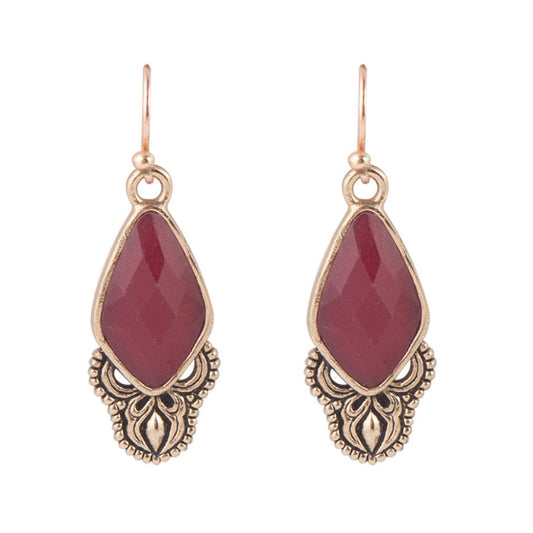 Eleganti orecchini in quarzo bordeaux