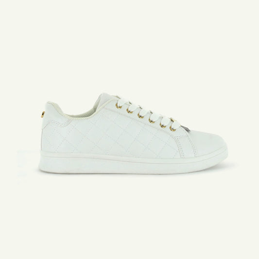 VOLTAIRE: GESTEPPTER COURT-SCHUH - WEISS