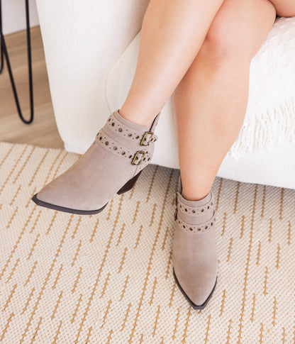Stivaletto alla Caviglia in Pelle Elsa in Taupe