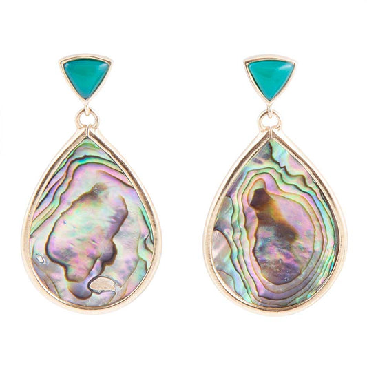 Orecchini a goccia con perno dorato e abalone blu Epiphany