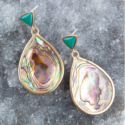 Orecchini a goccia con perno dorato e abalone blu Epiphany